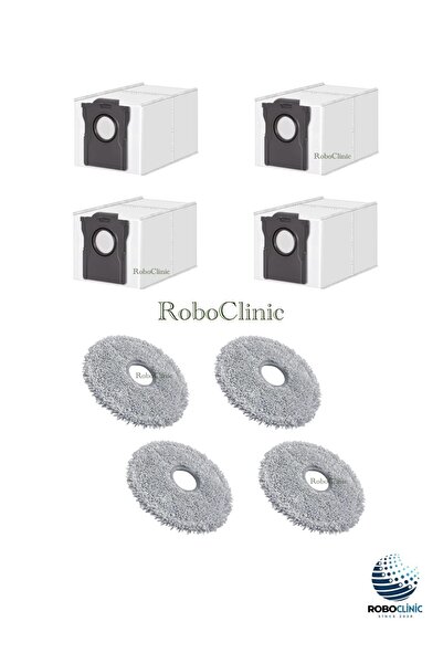 Roboclinic Dreame L40 Ultra Ce Robot Vacuum Cleaner Compatible Replacement Dust Bag, Mop Cloth -8 Pieces