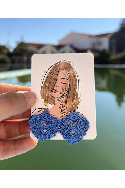 BAGS Dennis'M Handmade Blue Crochet Earrings – November Special Design