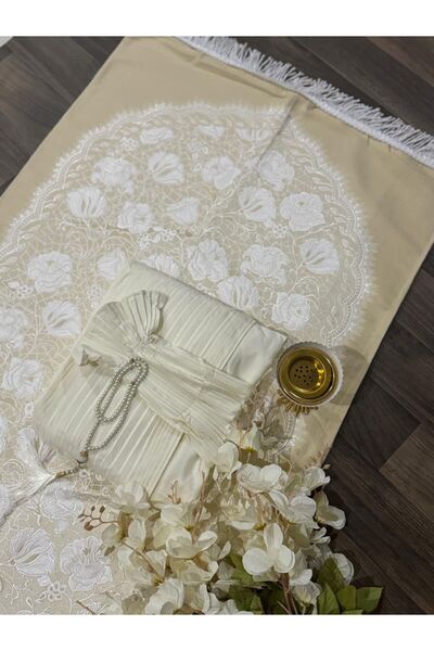 Miyar سجادة صلاه مع مصلى شرشف مطرز مع طرحه