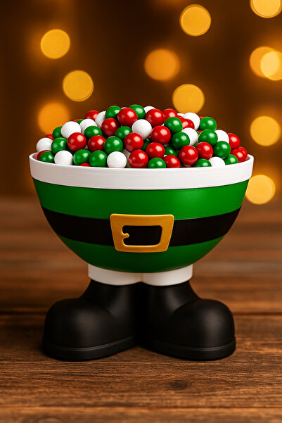 3DECİ وعاء سانتا كلوز ذو أرجل مزخرفة باللون الأخضر، تصميم أنيق ولطيف