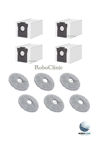 Roboclinic Dreame L40 Ultra Ce Robot Vacuum Cleaner Compatible Replacement Garbage Dust Bag, Mop Cloth -10 Pieces