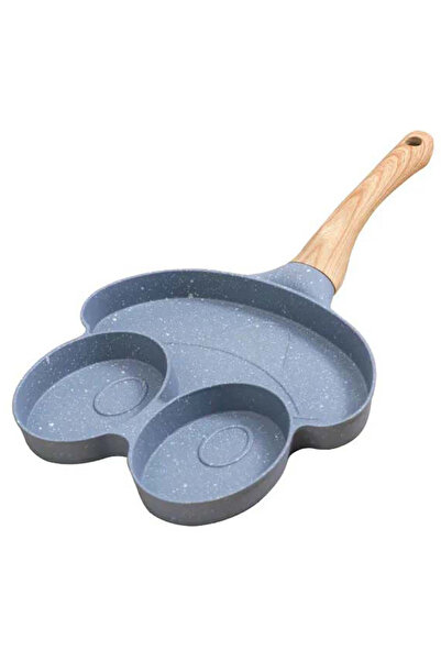 Amir Gray frying pan with 3 compartments and wooden handle