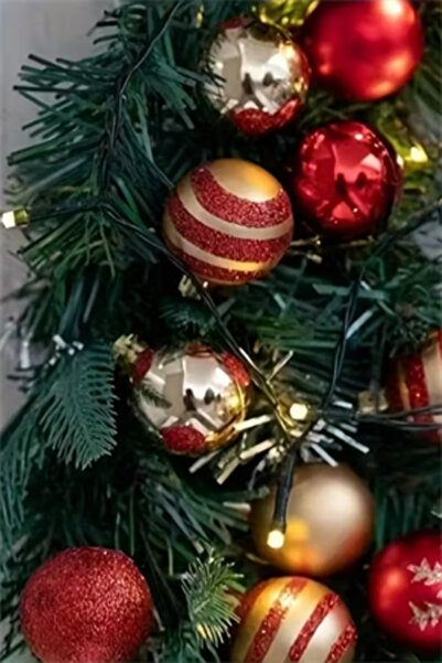 Trade Bazaar 50Pcs 40mm Red Gold White Christmas Tree Ornament Balls Set |   9 Different Patterns & Lightweight Durable Yarl