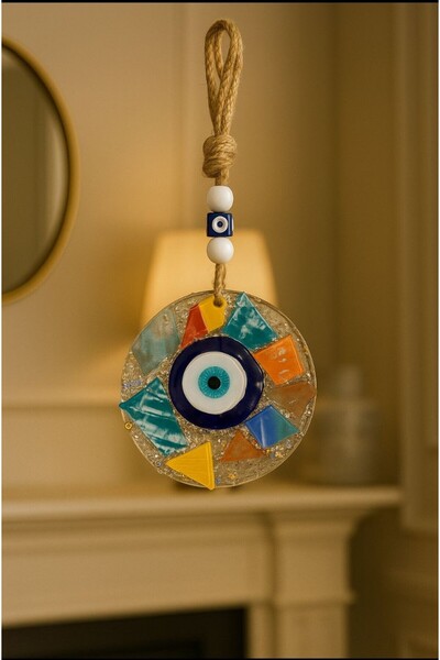 ATAGİFT HEDİYELİK El Yapımı Renkli Mozaik Nazar Boncuğu Duvar -Kapı Önü Süsü ...