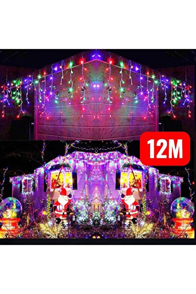 MultiColor Christmas Icicle Curtain Lights, 12 m, 300 LEDs, 8 Modes,