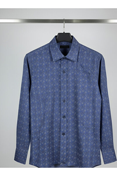 YusGos Long Sleeve Cotton Easy Iron Crisp Ring Pattern Regular Fit Premium Men's Shirt