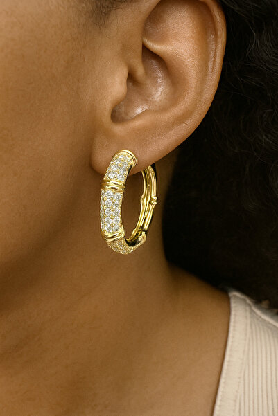 SEZİNİN TAKI DÜKKANI Çelik zirkon taş detay halka küpe