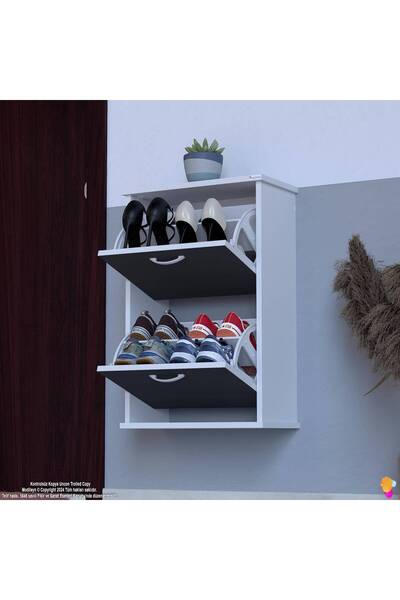 Modilayn UMAY Asma Kapı Önü 52x 78 x 26 cm’ lik 2 Düşer Kapak 4 Göz Bölmeli A...