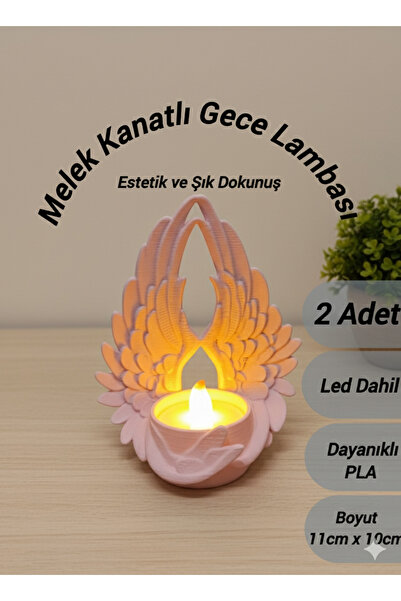 J&K Dizayn Koruyucu Melek Kanatları Gece Lambası (2 Adet) | 12x10cm Büyük Boy...