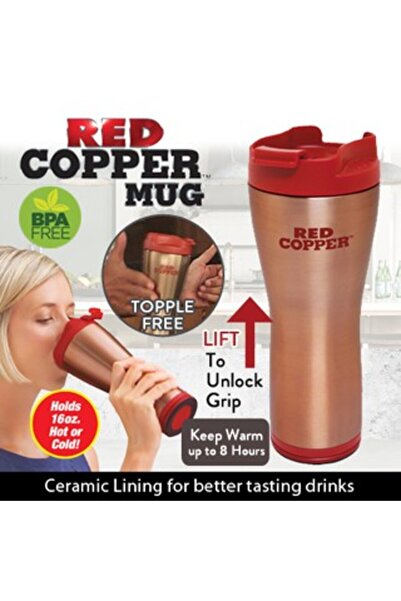 MANDU Red Copper Mug Thermos with ceramic interior