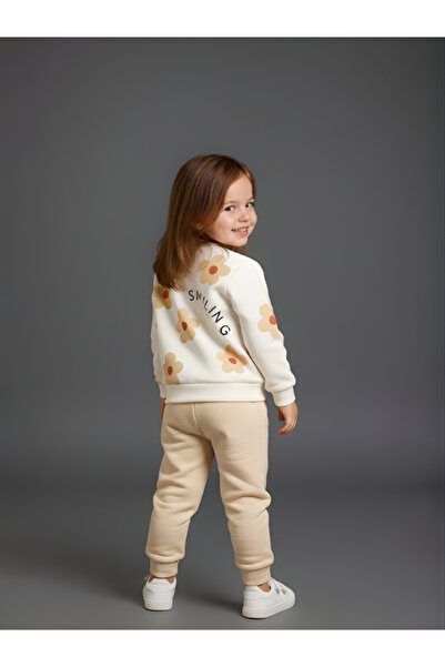MİLANO KİDS Girl's Bottom and Top Tracksuit Set 100% Cotton and Transitional