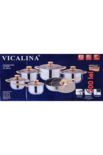 MOHAMED Set of 6 heavy stainless steel VL8013 pots with lid