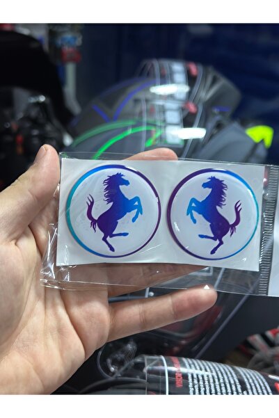 Palas Motor MOTOSİKLET REFLEKTÖR STİCKERI YUVARLAK FERRRARİİ ATI ETİKETİ / Beyaz Reçine Damla Dolgulu