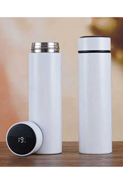 Generic 500 ml Smart LED Display Stainless Steel Water Bottle (White)