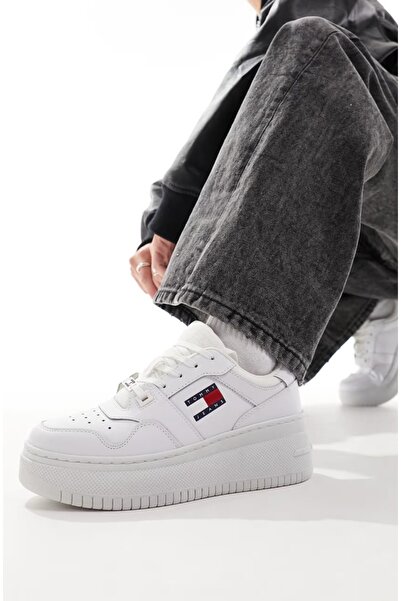 Tommy Hilfiger 100% Leather Women's Tjw Retro Basket Sneaker En0En02506--