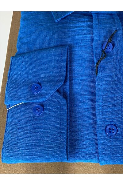 YusGos Long Sleeve Cotton Easy Iron Thick Muslin Linen Regular Fit Premium Men's Shirt