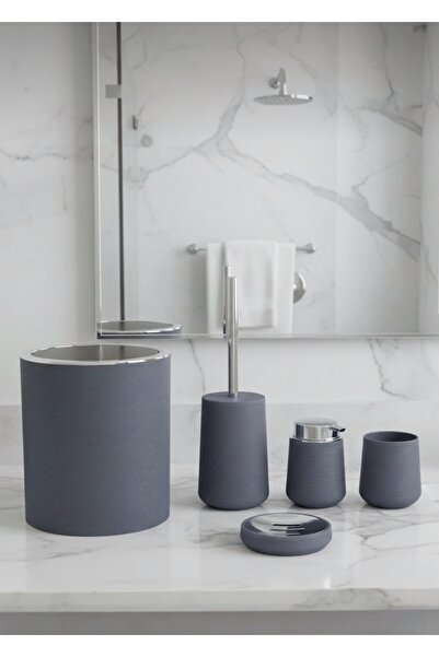 CEZVE HOME Diamond 5 Piece Gray Modern Acrylic Bathroom Set
