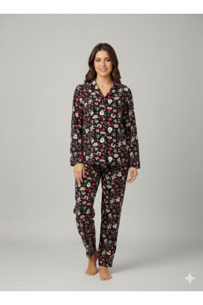 FAMES PİJAMA MEVSİMLİK YILBAŞI DESENLİ PİJAMA TAKIM