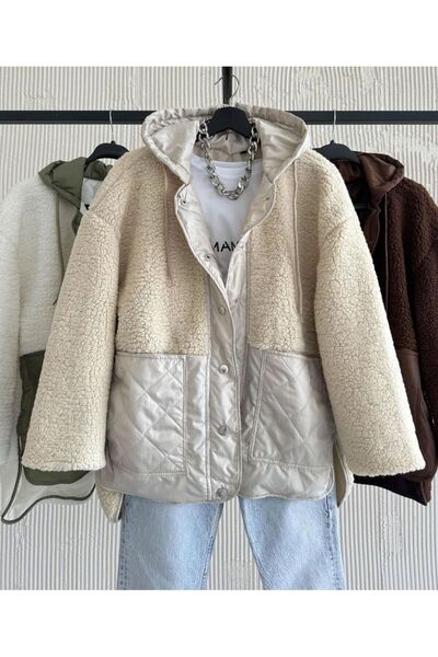 cadsy Plush Teddy Gray Loose Fit Coat