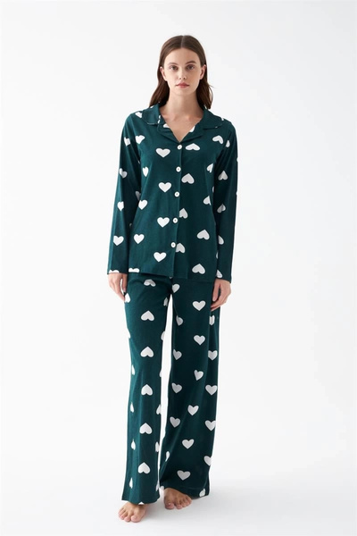 ALFA AKSESUAR 03 Γυναικεία Σετ Πιτζάμες από Βαμβάκι με Κουμπιά και Σχέδιο Καρ...