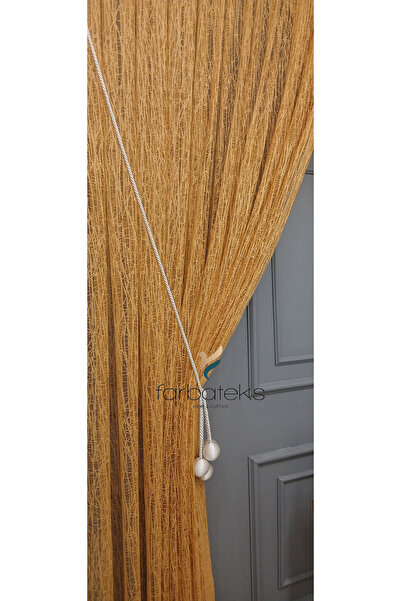 farbateks Mustard Yellow Broken Glass Beaded Double-Breasted Left Wing 3 Layers Pleated Tulle