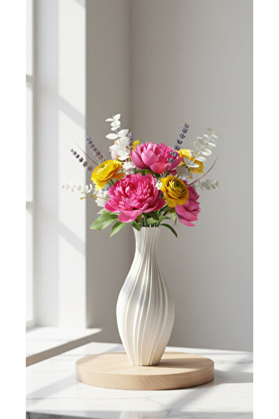 Aila Modern Burgu Vazo 20 cm - Dekoratif Masaüstü Çiçeklik (ÇİÇEKLER DAHİL DEĞİLDİR.)