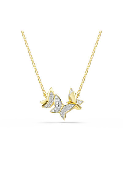 Swarovski Idyllia Lilia Kolye, Kelebek, Beyaz, Altın rengi kaplama