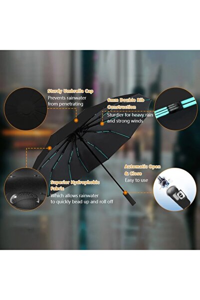 SUAU Automatic Folding Umbrella, Windproof, UV Protection, Quick Drying, Durable, Flexible, Purple