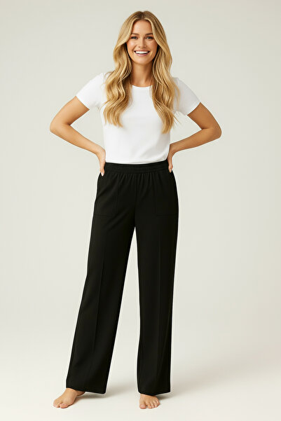 LYVEAN İki İplik Şa Fleece-Lined V Oversized Oru Paça Kangaroo Pocket Combed ...