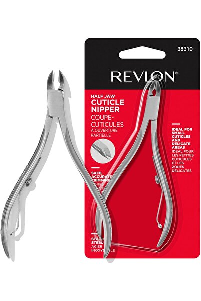 Revlon Stainless Steel Cuticle Nippers - Half-Jaw Design, High-Precision Blade, Silver
