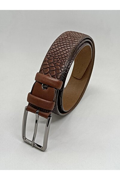 Gutiero Men's 100% Genuine Leather Tan Classic Belt