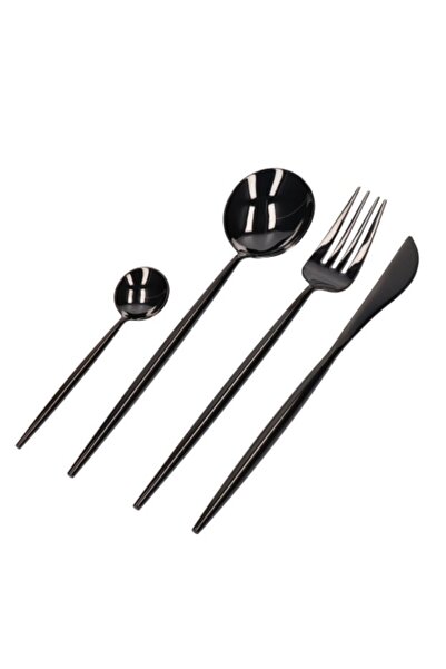 BASHAR 24-piece Portuguese style cutlery set - BLACK color