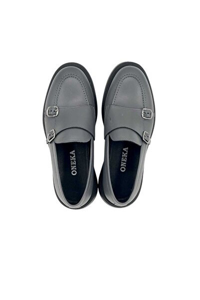 Oneka Shoes Men's Casual Loafergray Napa Double Buckle 20251308Lkt2237