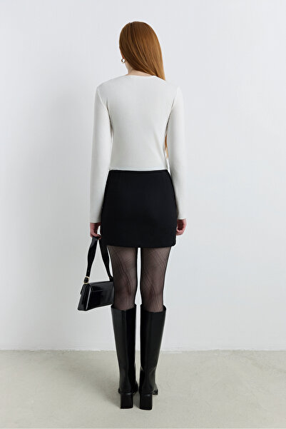 Babushka Black Belted Mini Shorts Skirt