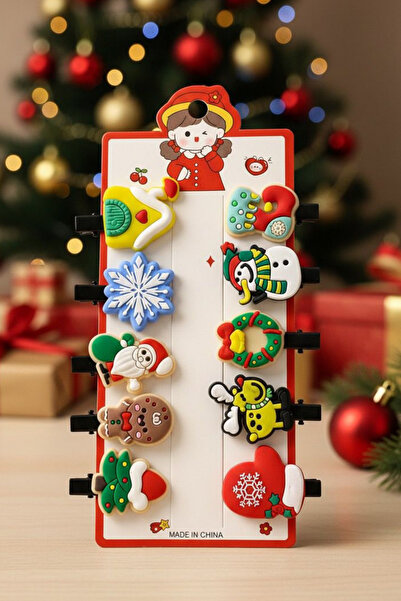 Jaida Moda Children's New Year's Themed New Year's Hair Clip Set – 10 Pieces of New Year's Gift Hair Clips