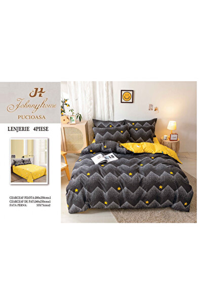 FIONNA.RO Superior Satin Cotton Bed Linen - Yellow Stars