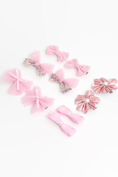 Soar Kids Aksesuar 9-Piece Pink Floral Sequin Bow Hair Clip Set Clip-On Baby/Girls' Accessories
