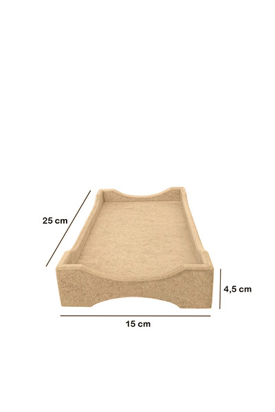 Dumbo Butik Ahşap, Boyanabilir Ham Mdf Çift Taraflı Sunumluk, 25x15x4,5 cm