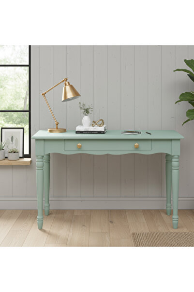 Wooding Mobilya 120 Cm Masif Su Yeşili Tornalı Çalışma Masası