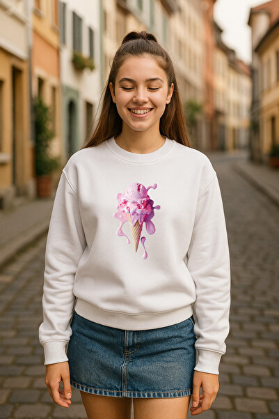 BLITZIST Dondurma Printed Young Cut 3-Thread Crew Neck Sweatshirt (Size S/M- M/L)