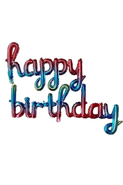 ebru parti evi El Yazılı 16 İnç Happy Birthday Gökkuşağı Balon Set