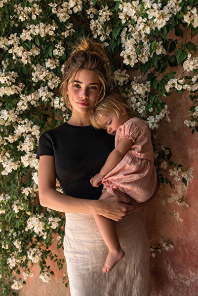 maternel 2-Piece Knitwear Breastfeeding T-Shirt - Pink & Black