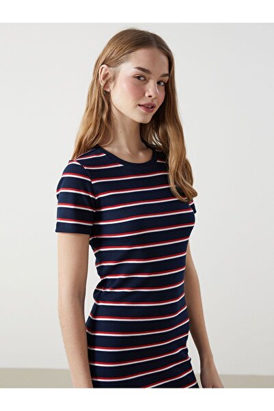 LC Waikiki Lcwaikiki Classic Crew Neck Striped Dress