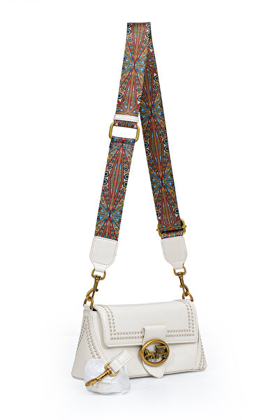 Levidor Authentic Phaeton Metal Logo and Ethnic Pattern Detailed Women's Shoulder Bag Lv930575 Cream