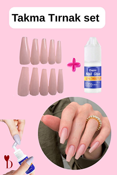 Dami Beauty 🩰 Mega 100 Adet Toz Pembe Balerin (Coffin) Takma Tırnak Seti | P...