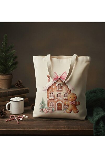 PRİNTOPİA DESİGN New Year Merry Christmas Themed Linen Tote Bag – Durable |   Environmentally Friendly |   Gift Option