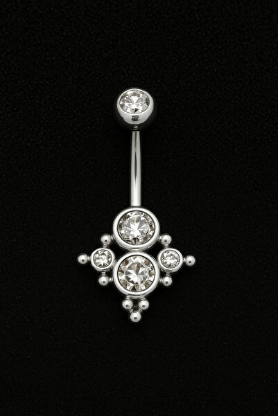 ömay takı Taşlı Toplu Mod 316l Cerrahi Çelik Göbek Piercing