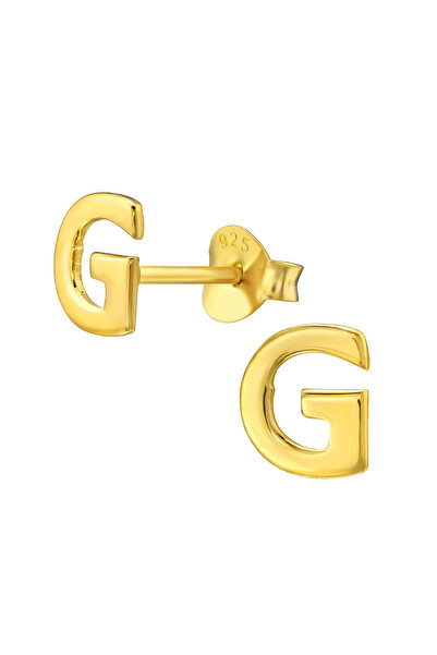 Sophia Collection 925 silver earrings plated with 24K gold, initial G model