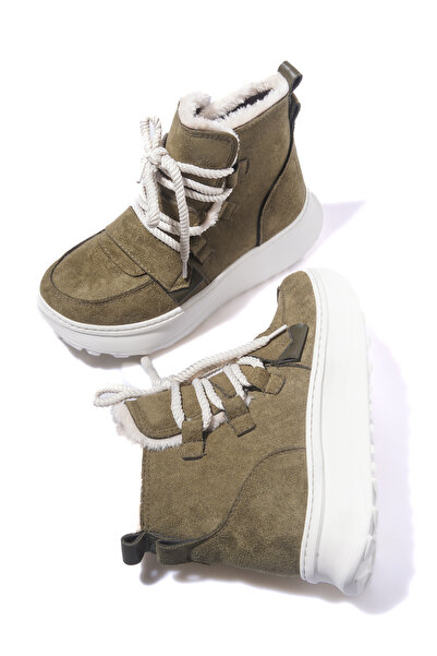 Cananın Pabuçları حذاء KCL 0338 مصنوع من الفرو مع تفاصيل من الدانتيل