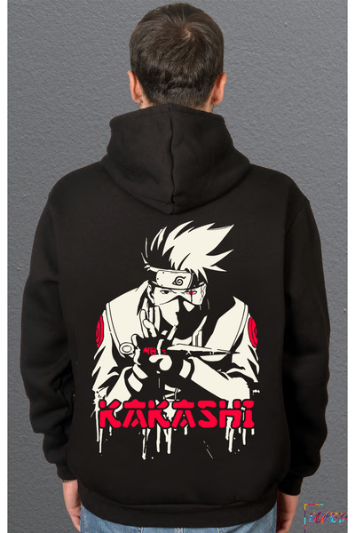 Bumeta سترة ناروتو كاكاشي الحمراء ذات الرسوم المتحركة للجنسين بغطاء رأس